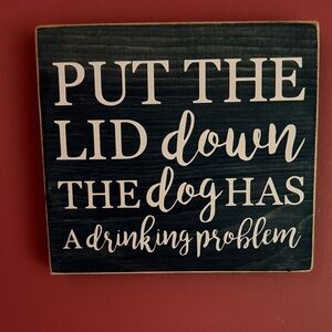 Put The Lid Down Wooden Sign - Black & White
